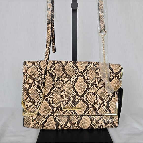 Steve Madden Crossbody Bag or Clutch Brown Tan Snake Print Natural BShannon NWT - Picture 2 of 16